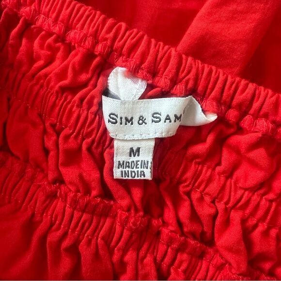 Sim & Sam Red-Orange V Neck Tie Shoulder Crop Top - Picture 8 of 9